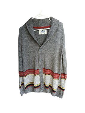 Urban Pipeline Men’s Cardigan Shawl Collar Sweater Grey Striped Size Large Soft